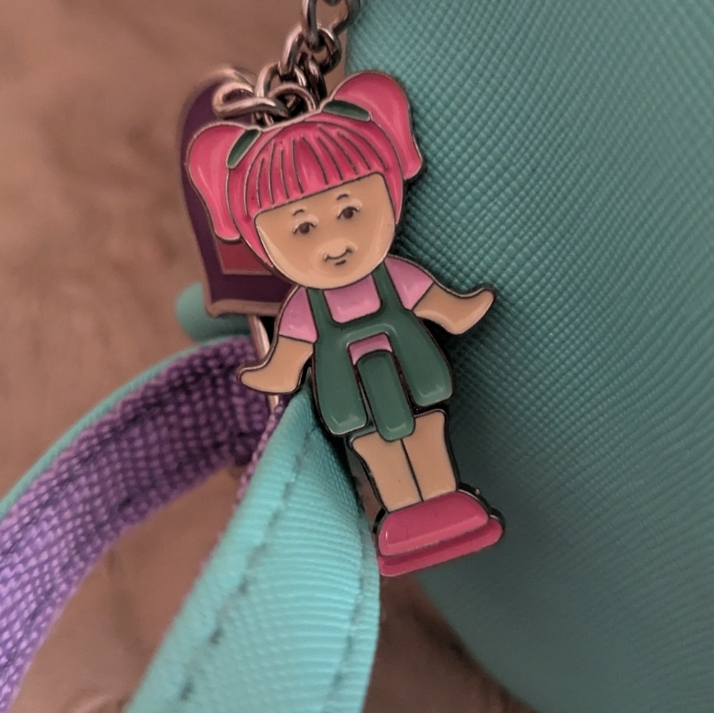 Vintage Style Polly Pocket Mini Backpack Bag Turquoise Pastel Mattel - Picture 4 of 9